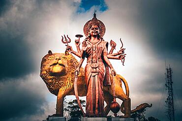 Hindu statue it great Indian temple, Ganga Talao, grand bassin on Mauritius Island