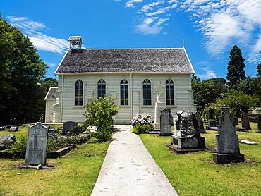 Christ Church with historic cemetery, oldest surviving church in New Zealand, Russell, Bay of Islands, Far North District, Northland, North Island, New Zealand, Oceania