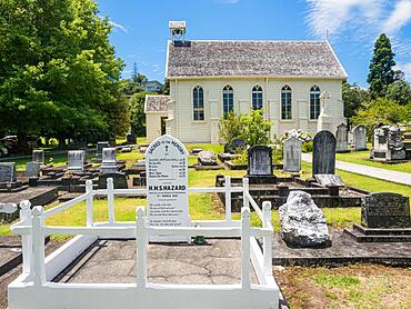 Christ Church with historic cemetery, oldest surviving church in New Zealand, Russell, Bay of Islands, Far North District, Northland, North Island, New Zealand, Oceania