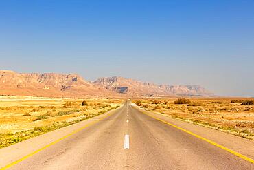 Endless straight road, near Dead Sea, Israel, Asia