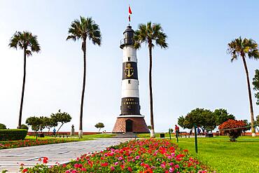 Lighthouse Faro La Marina, landmark in Lima, Peru, South America