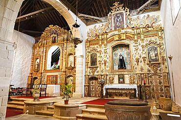 Interior, two high altars, parish church, Iglesia de Nuestra Senora de Regla, Pajara, Fuerteventura, Canary Islands, Spain, Europe