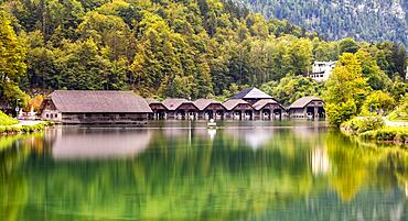 The Koenigssee in Schoenau, Berchtesgadener Land, Bavaria, Germany, Europe