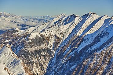 View from Mount Kitzsteinhorn on snow covered mountains, Pinzgau, Salzburg, Austria, Europe