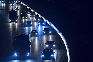 Traffic on Highway at Night, Germany, Europe