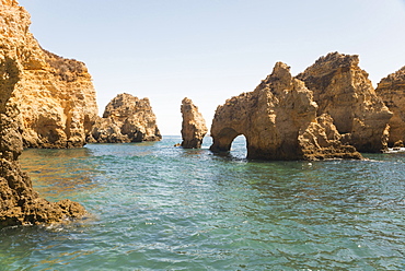 Ponta da Piedade, rocky cliff landscape in the Algarve, Portugal, Europe