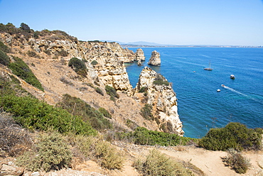 Ponta da Piedade, rocky cliff landscape in the Algarve, Portugal, Europe