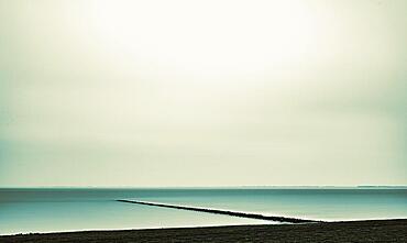 Groynes on the beach, Sylt Island, Germany, Europe