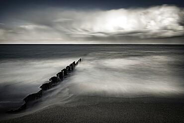 Groynes on the beach, Sylt Island, Germany, Europe