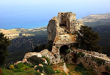 View of the sea from the ruins of Kantara Castle, Northern Cyprus