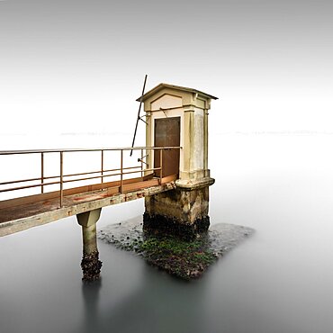 Long exposure of a water level gauge in the Venice Lagoon, Italy, Europe