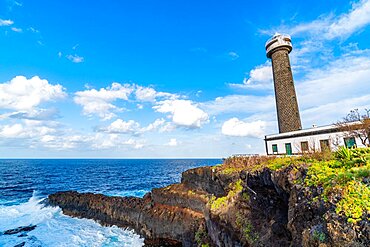 Historic lighthouse Faro de Punta Cumplida, now a hotel, Barlovento, La Palma Island, Canary Islands, Spain, Europe