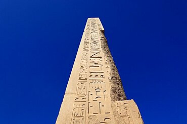 Luxor, Karnak Temple, Obelisk in the temple complex at Karnak, UNESCO World Heritage Site, Egypt, Africa