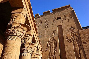 Temple of Isis, Temple of Isis of Philae on the Nile Island Agilkia, Temple of Isis, part of the temple complex, Upper Egypt, Egypt, Africa