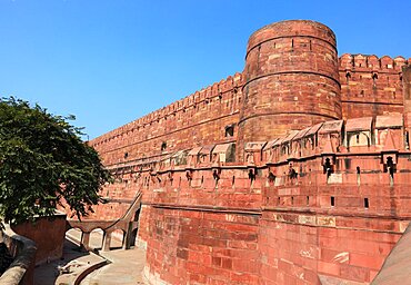 Uttar Pradesh, Agra Fort, the Red Fort is a fortification and palace complex from the era of the Mughal emperors, part of the fortification complex, North India, India, Asia