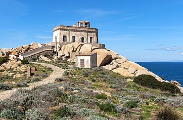 Antico Semaforo, Old Building of Capo Testa Lighthouse, Sardinia, Italy, Europe