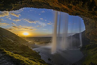 Seljalandsfoss at sunset, Iceland, Europe