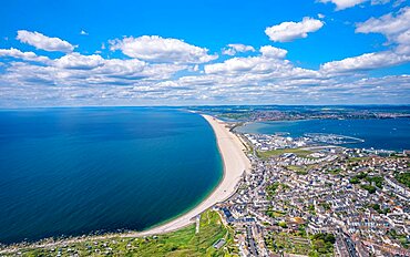 Isle of Portland from a drone, Weymouth, Dorset, England, United Kingdom, Europe