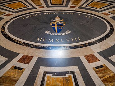 Totus Tuus, motto of John Paul II, marble slab, St. Peter's Basilica, Vatican, Rome, Italy, Europe