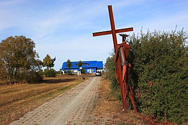 Weg der Hoffnung, work of art, memorial, food for thought, an art project of the Point Alpha Foundation, The Weg der Hoffnung with its 14 stations ties in with the Christian Way of the Cross, Point Alpha, memorial, commemorative and meeting place on the road between Geisa (Thuringia) and Rasdorf (Hesse), Germany, Europe