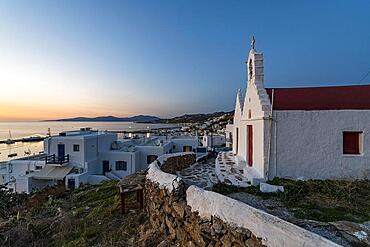 Whitewashed church, Horta, Mykonos, Greece, Europe