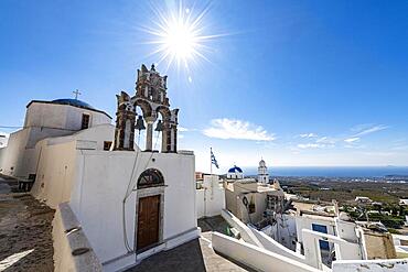 Whitewashed architecture in Pyrgos, Santorini, Greece, Europe