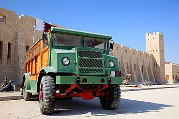 Sheik Faisal Bin Qassim Al Thani Museum, near Al shahaniya, Qatar, Historic desert truck at the entrance, Asia