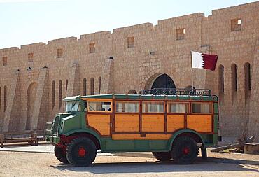 Sheik Faisal Bin Qassim Al Thani Museum, near Al shahaniya, Qatar, Historic desert truck at the entrance, Asia