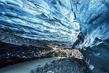 Ice cave in Vatnajoekull glacier, glacier cave, Vatnajoekull National Park, South Iceland, Iceland, Europe