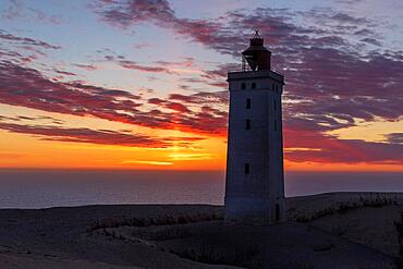 Sunset over Rubjerg Knude Lighthouse, Jutland, Denmark, Europe