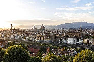 View of Florence from Piazzale Michelangelo, in the evening light, Florence, Tuscany, Italy, Europe