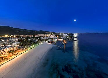 Aerial view, Nova Santa Ponca at dusk, Calvia Region, Mallorca, Balearic Islands, spain