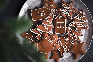 New Year's gingerbread cookie with Christmas accessories