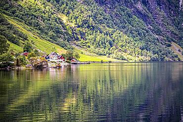 The village of Tufto near Bakka in Norway, on the Naeroyfjord