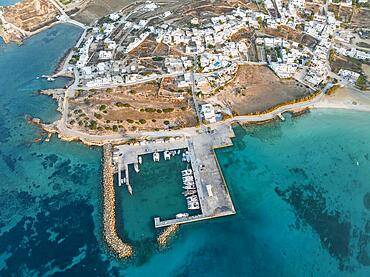 Town view of Koufonisia, aerial view, Nisida Koufonision Island, Koufonisia archipelago within the Small Cyclades, Greece, Europe