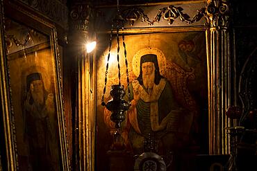 Christian painting, atmospheric, Orthodox Church of the Nativity of the Virgin Mary, Nafplio, Peloponnese, Greece, Europe