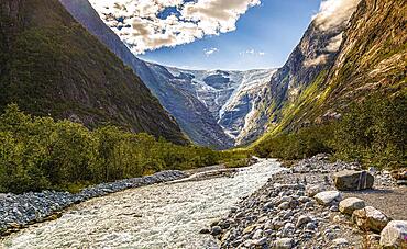 The Kjenndalsbreen Glacier in Stryn Municipality, Vestland, Norway, Europe