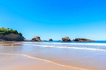 The beautiful rock sides of Biarritz beach, Lapurdi. France