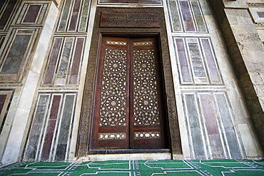 Wooden gate in the prayer room of the mosque, tomb complex of al-Muaiyad Shaykh, Old City, Cairo, Egypt, Africa