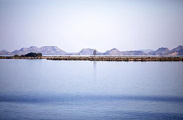 Lake Nasser, reservoir, Nubian Desert behind, Egypt, Africa