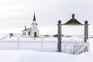 Nesseby, Church, Winter, Snow, Varangerfjord, Finnmark, Northern Norway, Norway, Europe