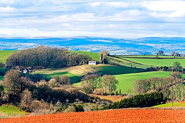 Fields and Farmlands over Devon, England, United Kingdom, Europe