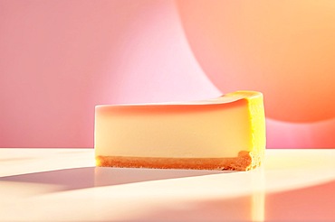 Side view of single slice of cheesecake. Generative AI