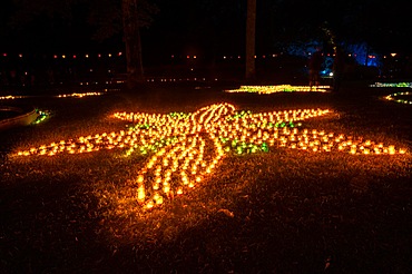 Star made of tea lights for the Festival of Lights, Black Forest, Bad Wildbad, Germany, Europe