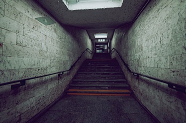 Empty stairs in underground tunnel