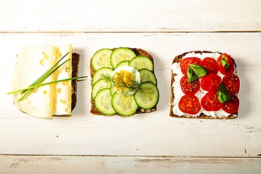 Swedish style brown bread with toppings