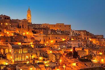 City view, Matera at night, Matera province, Basilicata, Italy, Matera, Basilicata, Italy, Europe