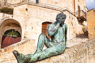 Bronze figure in Matera, Matera Province, Basilicata, Italy, Matera, Basilicata, Italy, Europe