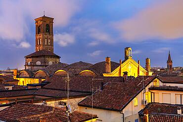 Chiesa di San Donato at dusk in the historic centre, Bologna, Emilia, Romagna, Italy, Europe