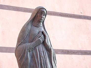 Statue of a nun, courtyard of the former Benedictine monastery, historical monastery quarter, town of Krk, island of Krk, Kvarner Gulf Bay, Croatia, Europe